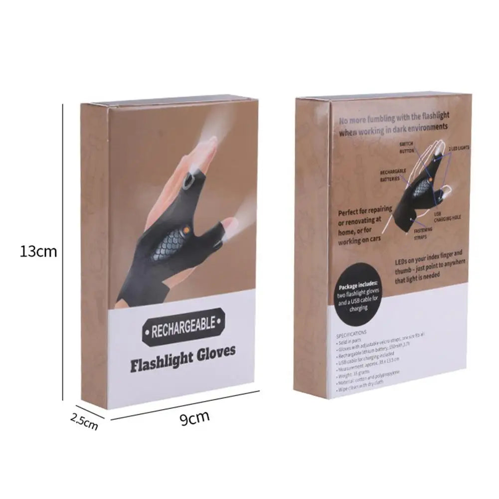 Rechargeable Fingerless Repair Fishing LED Gloves | Stornfield