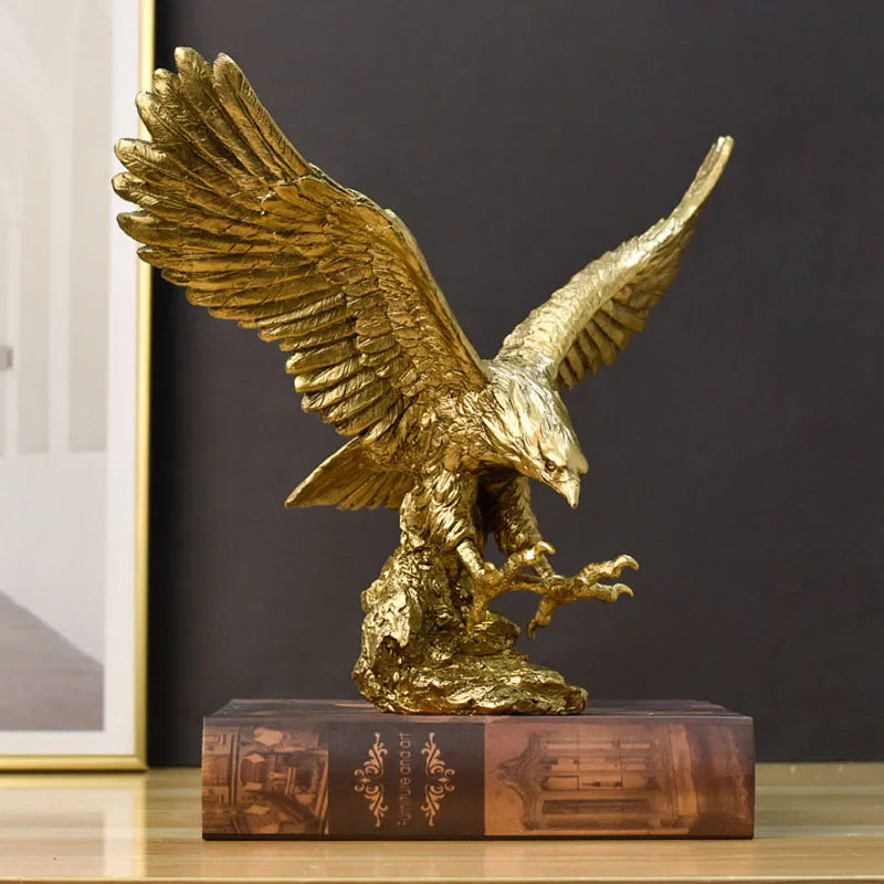 Stornfield | Resin Golden Eagle Statue Art Animal Model Collection Ornament Office Home Decor Feng Shui Simple Figurines