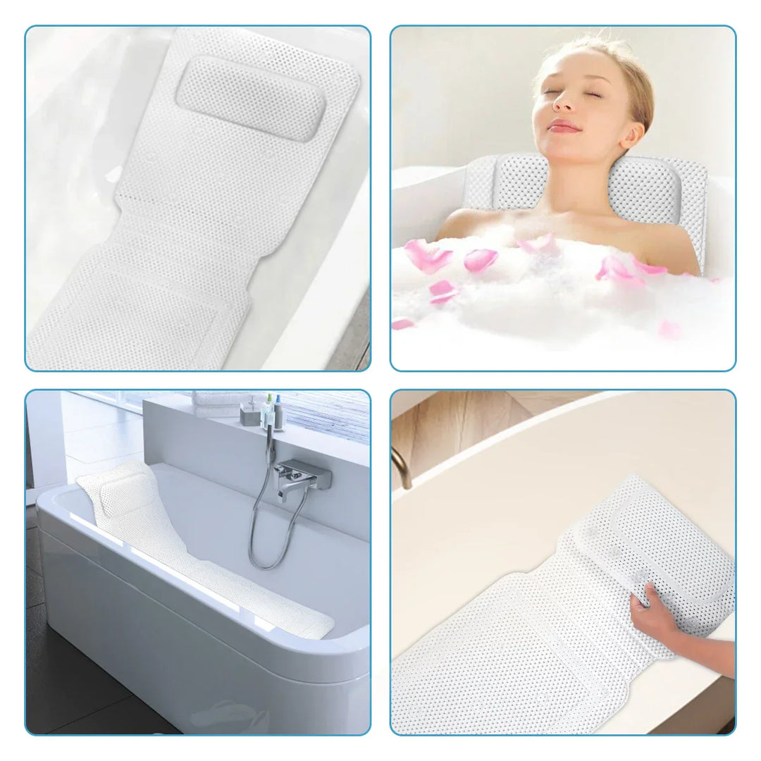 HydroComfort Non-Slip Bathtub Mat with Stornfield Pillow