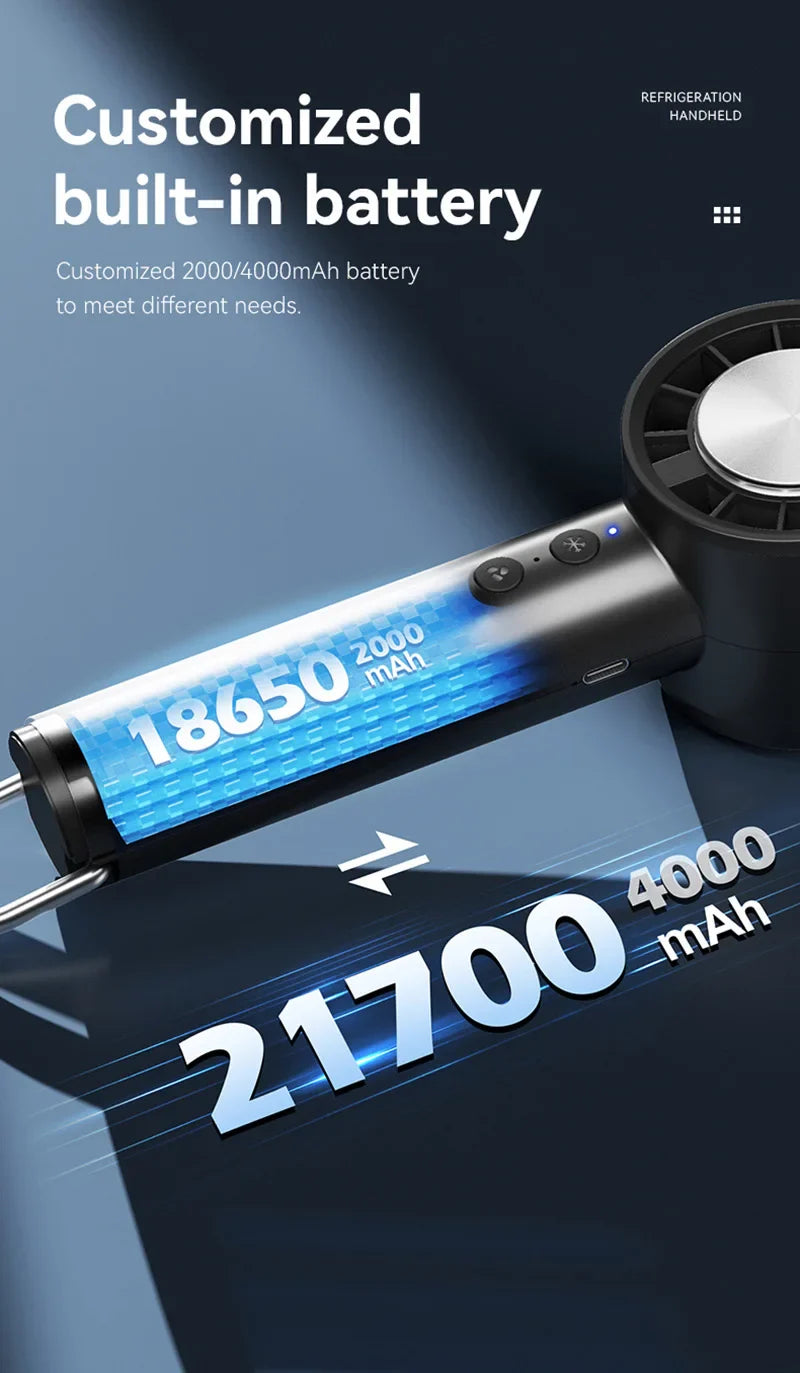 Silent High-Speed USB Handheld Fan – Portable Small Fan with LED Display, High Wind Power, and Cooling Air Conditioner Function | Stornfield