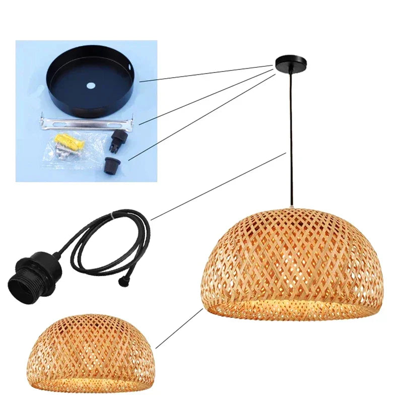 Stornfield | Luxora Handwoven Bamboo Pendant Light - Eco-Friendly Ceiling Lamp