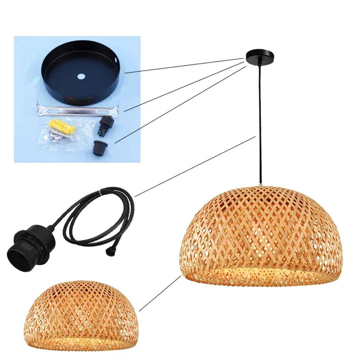 Stornfield | Luxora Handwoven Bamboo Pendant Light - Eco-Friendly Ceiling Lamp