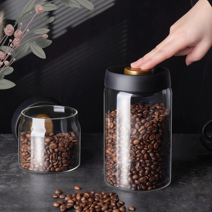 Stornfield | GIANXI Vacuum Sealed Pitcher, Coffee Beans, Glass, Airtight Container, Food, Cereals, Sweets, Storage Container, Kitchen Accessories