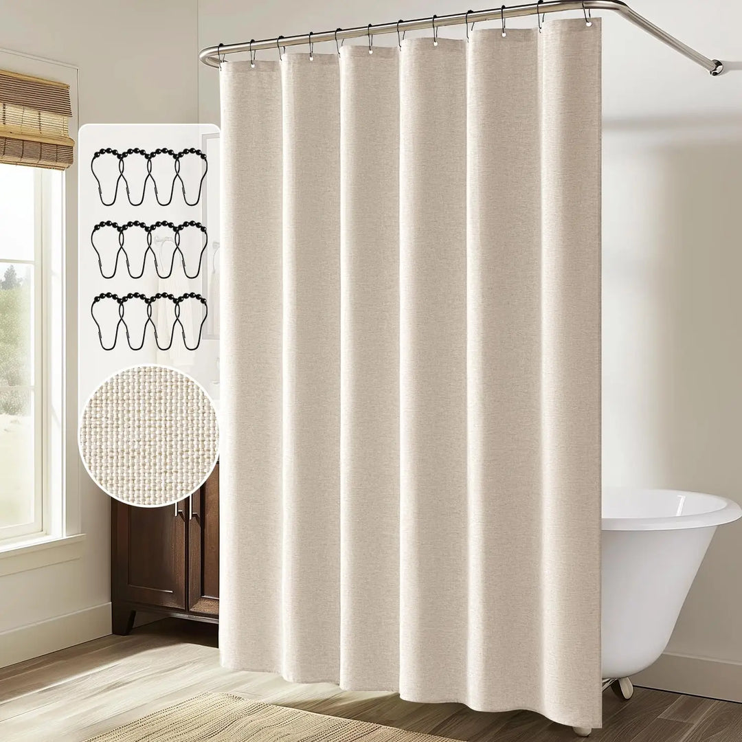 Luxurious linen shower curtain – Waterproof and thick Stornfield faux linen