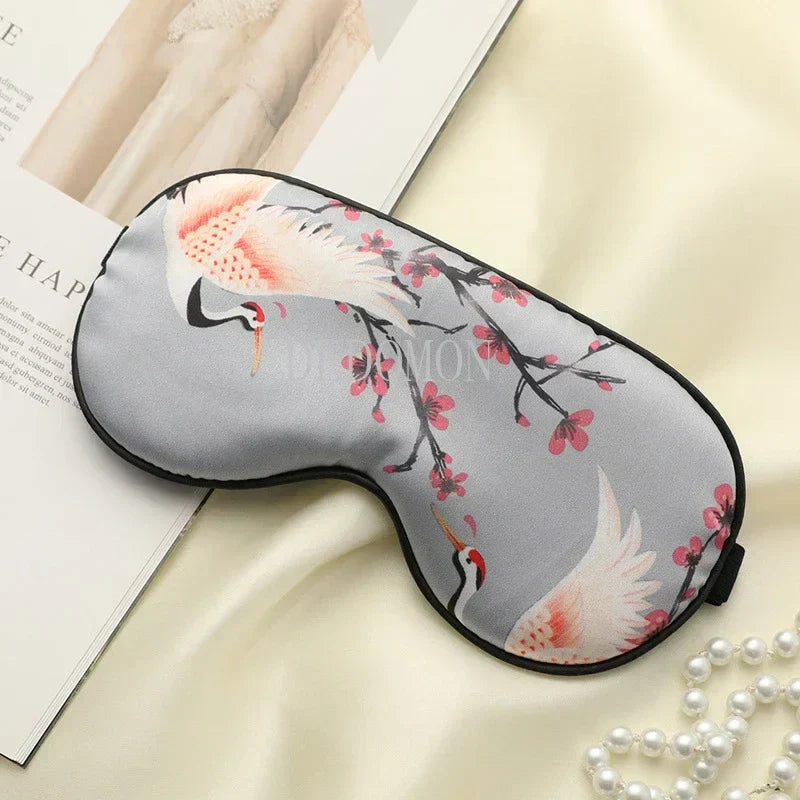 Stornfield | Silk Crane – Luxury Silk Sleep Mask with Crane Pattern