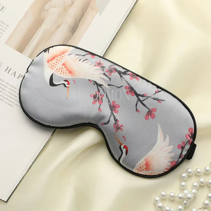 Stornfield | Silk Crane – Luxury Silk Sleep Mask with Crane Pattern