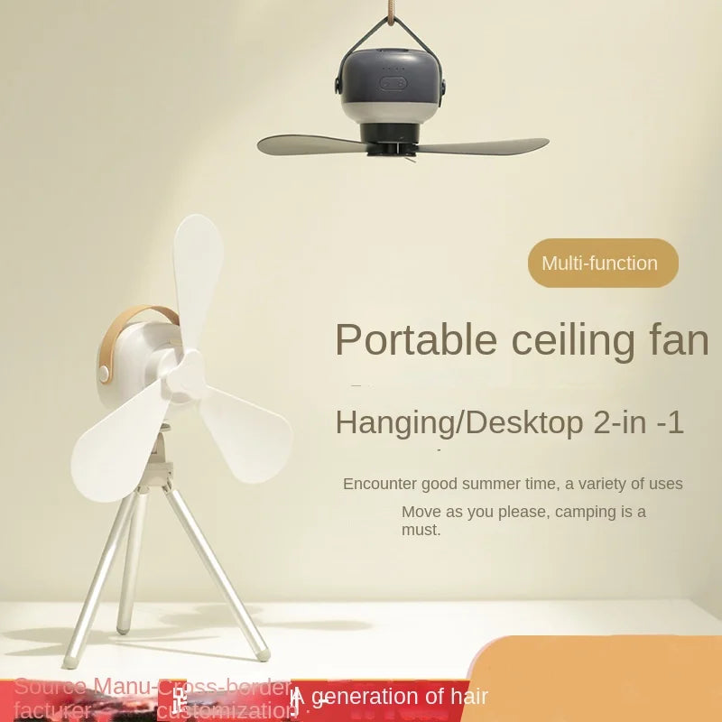 Portable Wireless Mini Ceiling Fan – USB Fan with Remote Control, Stand, Night Light for Home, Outdoor & Camping | Stornfield