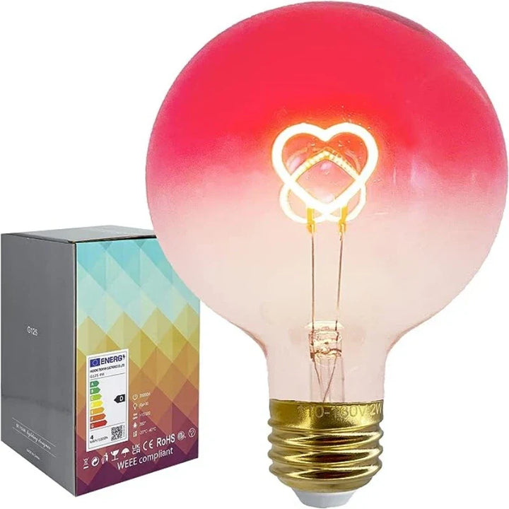 Pink LED light bulb with heart pattern – gradient | Stornfield