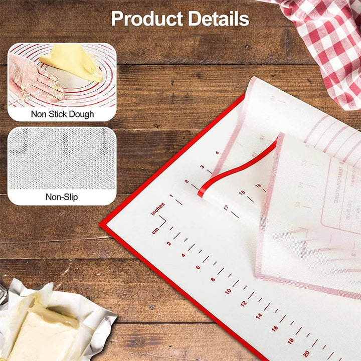 Stornfield | BakeFlex Silicone Baking Mat | Extra Thick & Non-Stick | With Measuring Scale | Perfect for Rolling Out Dough, Fondant & Pastry