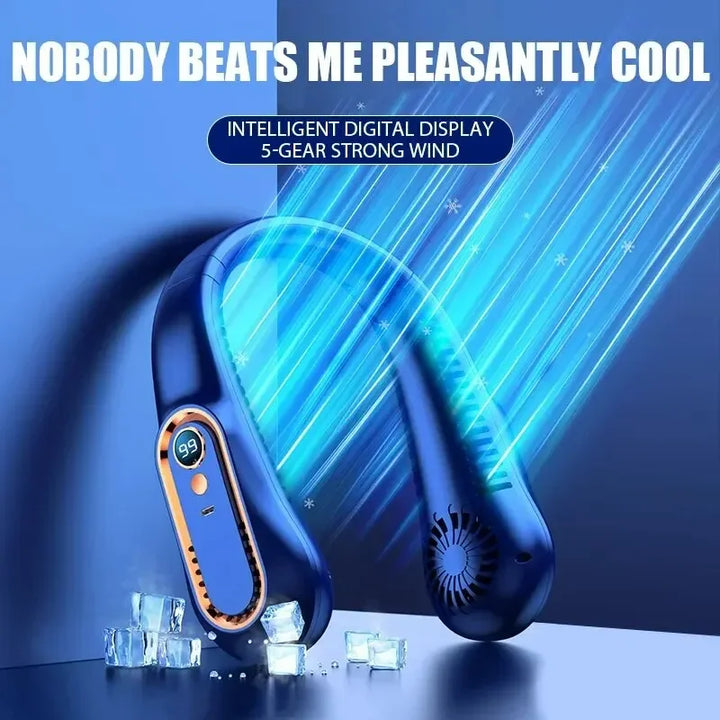 Hanging neck fan portable summer air cooler USB cooling fan with 5 speeds and digital displays - super technology and bladeless | Stornfield
