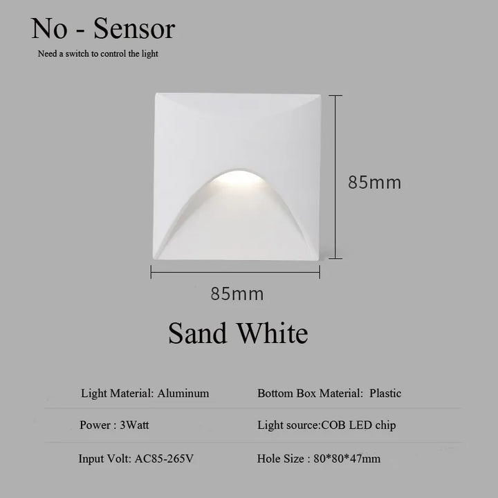 Stornfield | Modern waterproof IP65 LED recessed wall lamp for outdoor lighting - 3W embedded step & staircase balcony portal light