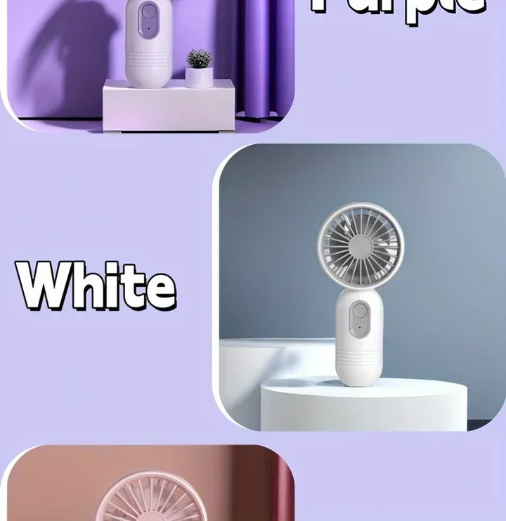 Mini Handheld USB Fan – 3-Speed Strong Wind Portable Desk Fan, Rechargeable for Students, Office, Outdoor, Travel, and Camping | Stornfield