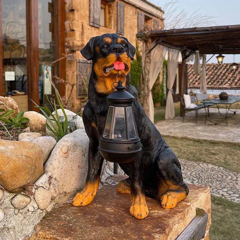Stornfield | Solar-Powered Resin Dog Statue Lamp