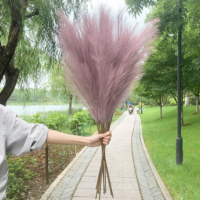 Stornfield | 5pcs 100cm Artificial Pampas Grass Dried Flower Bouquet Wedding Party Home Decor Room Artificial Plant Decoration Supplies