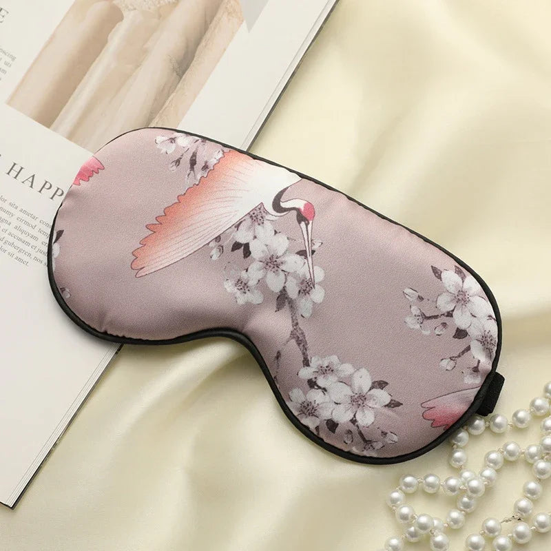 Stornfield | Silk Crane – Luxury Silk Sleep Mask with Crane Pattern