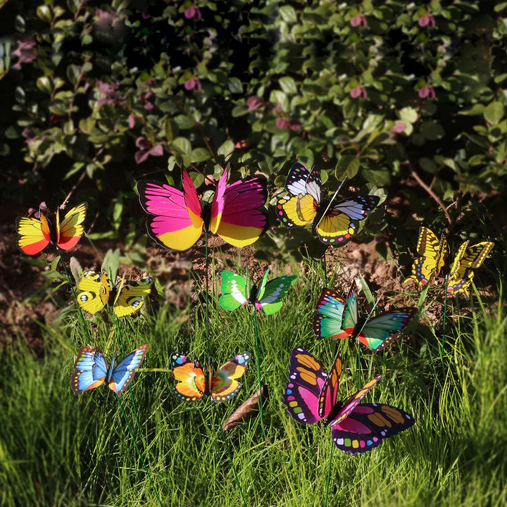 Stornfield | FloraViva Butterfly Garden Stakes | Set of 10 | Weatherproof & Colorful | For Beds, Flower Pots & Balcony