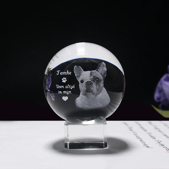 Personalized crystal ball with pet photo & LED base Stornfield