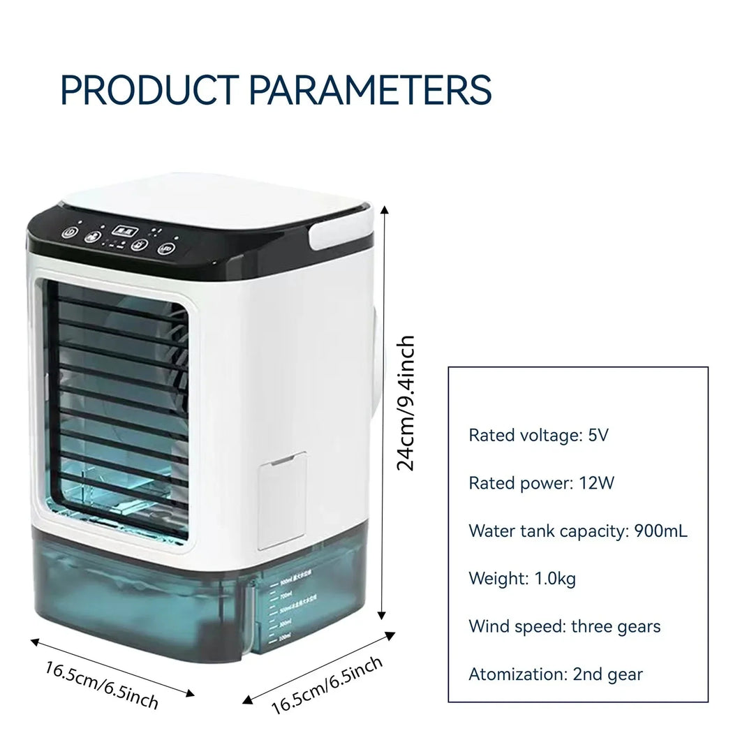 Portable Mini Air Conditioner – 3-Speed Small AC Unit with 900ML Water Tank, Electric Fan and Humidifier for Bedroom & Office | Stornfield