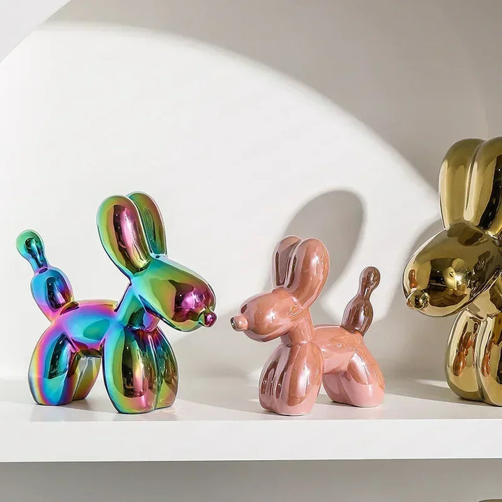 Stornfield | Golden Nordic Ceramic Balloon Dog Sculpture Animal Decorations Statue Living Room Ornaments Creative Desk Ornament Home Decor