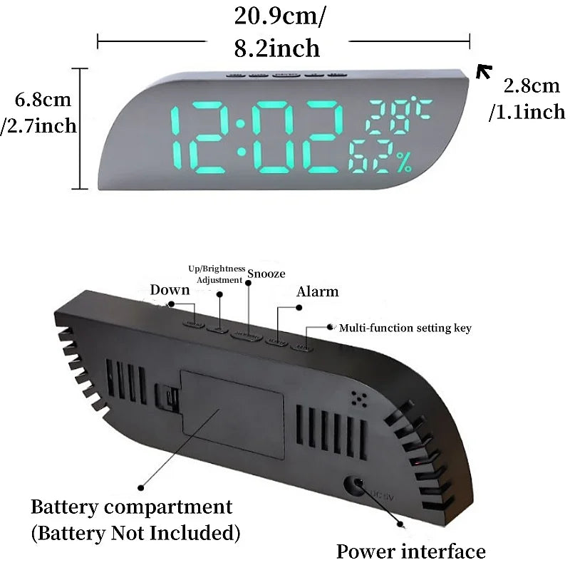 Stornfield | Horloge Alarme Numérique LED avec Affichage Double & Snooze Illimité