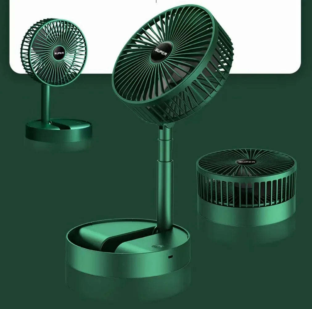 Portable 6-Inch Stand Fan | Folding Telescopic Floor/USB | Rechargeable Battery | 3 Speeds, Super Quiet, Adjustable Height | Stornfield