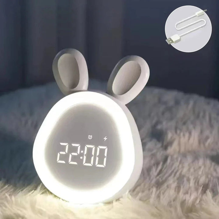 Rabbit-Shaped Kids' Alarm Clock with LED Night Light - BunniGlow | Stornfield