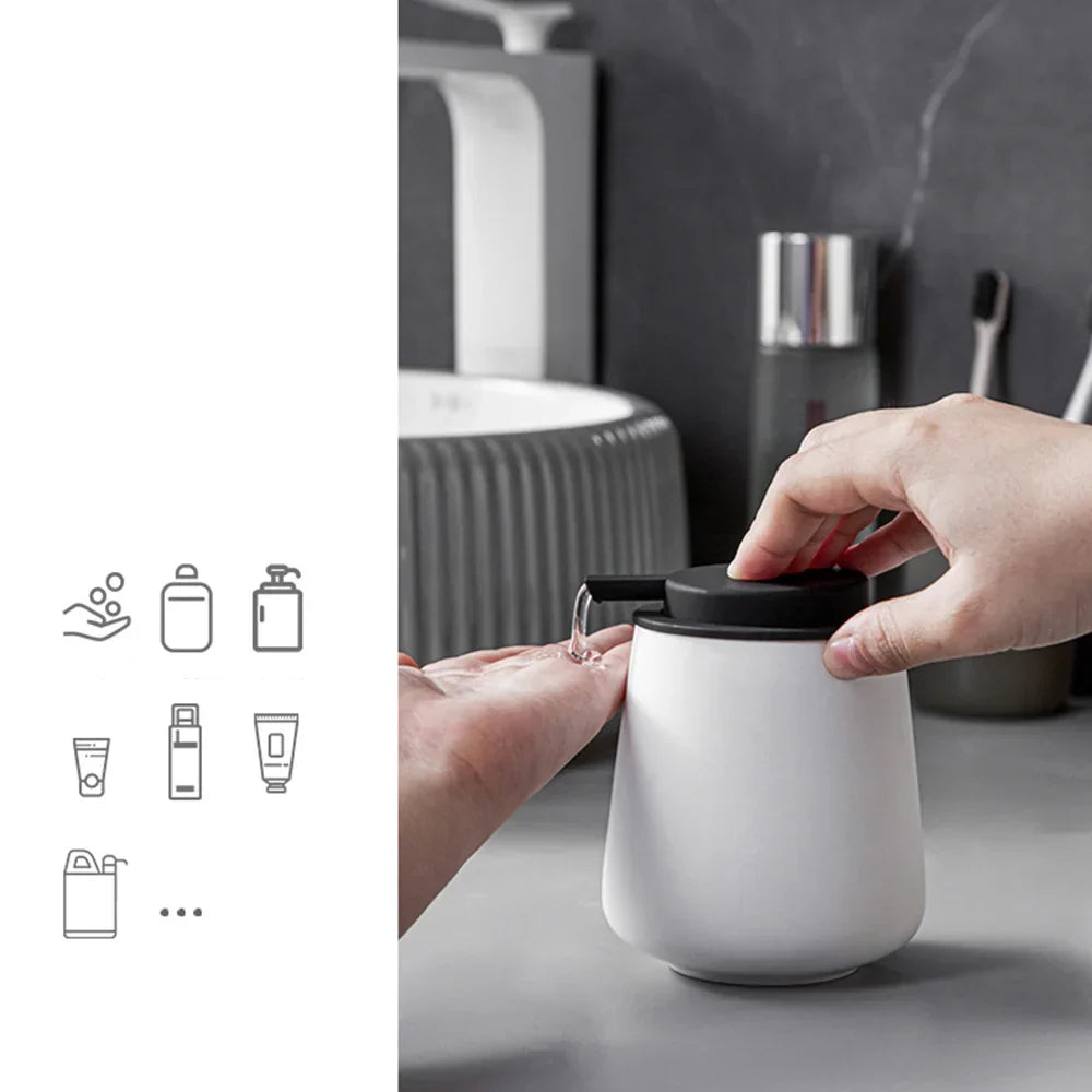 CeramiLux 300 ml Luxury Soap Dispenser made of Ceramic – for Soap, Shampoo, Conditioner or Lotion Stornfield