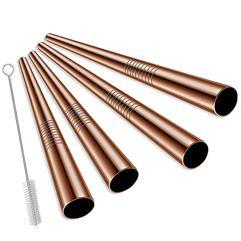 Reusable stainless steel bubble tea straws with cleaning brush | Stornfield