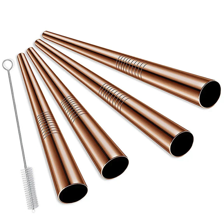 Reusable stainless steel bubble tea straws with cleaning brush | Stornfield