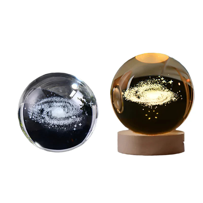 3D Crystal Night Light LED - Starry Sky Projector with Wooden Base, Romantic Lighting for Bedroom & Gifts | Stornfield