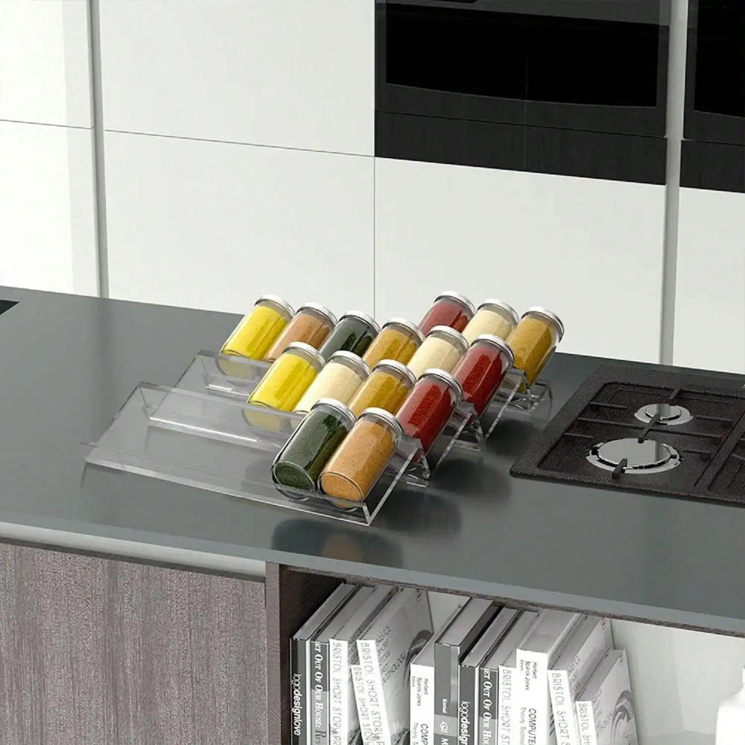 Spice drawer organizer made of acrylic | 2 levels, angled & stackable | Stornfield