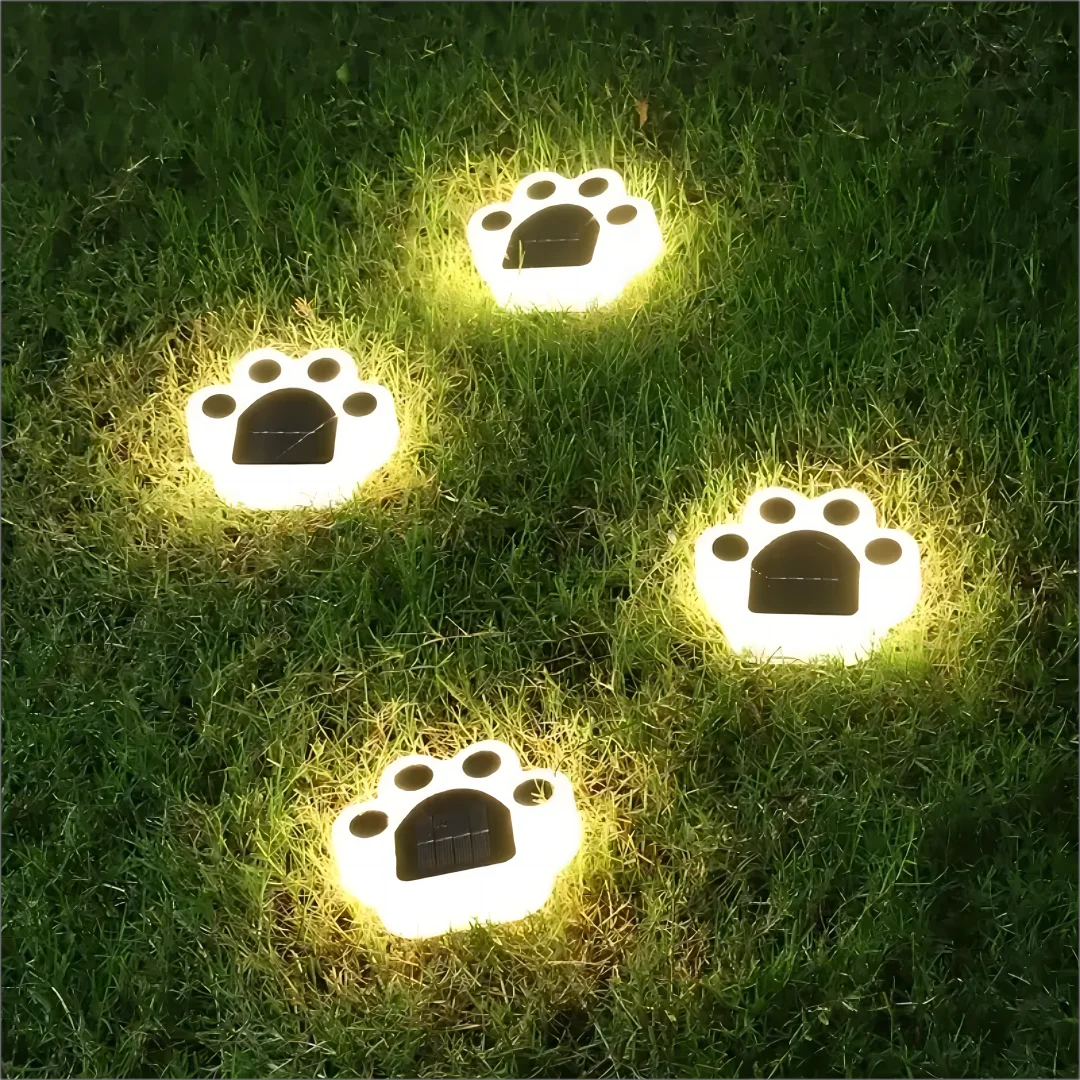 Glowing Paw LED Solar Pathway Outdoor Lights | Stornfield