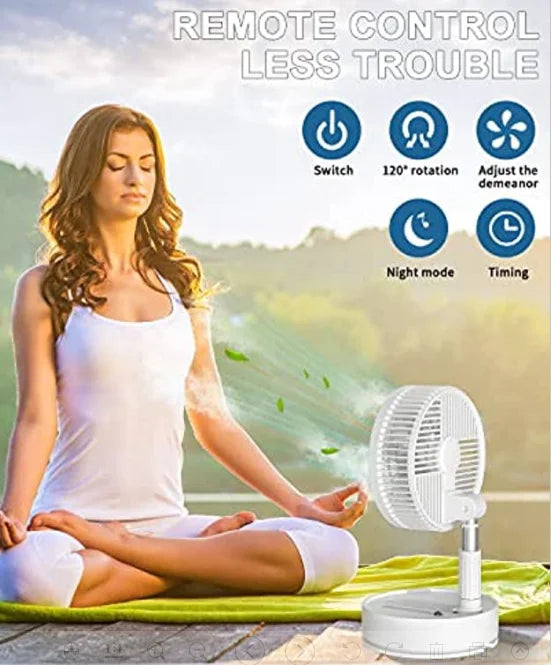 Portable 6-Inch Stand Fan | Folding Telescopic Floor/USB | Rechargeable Battery | 3 Speeds, Super Quiet, Adjustable Height | Stornfield