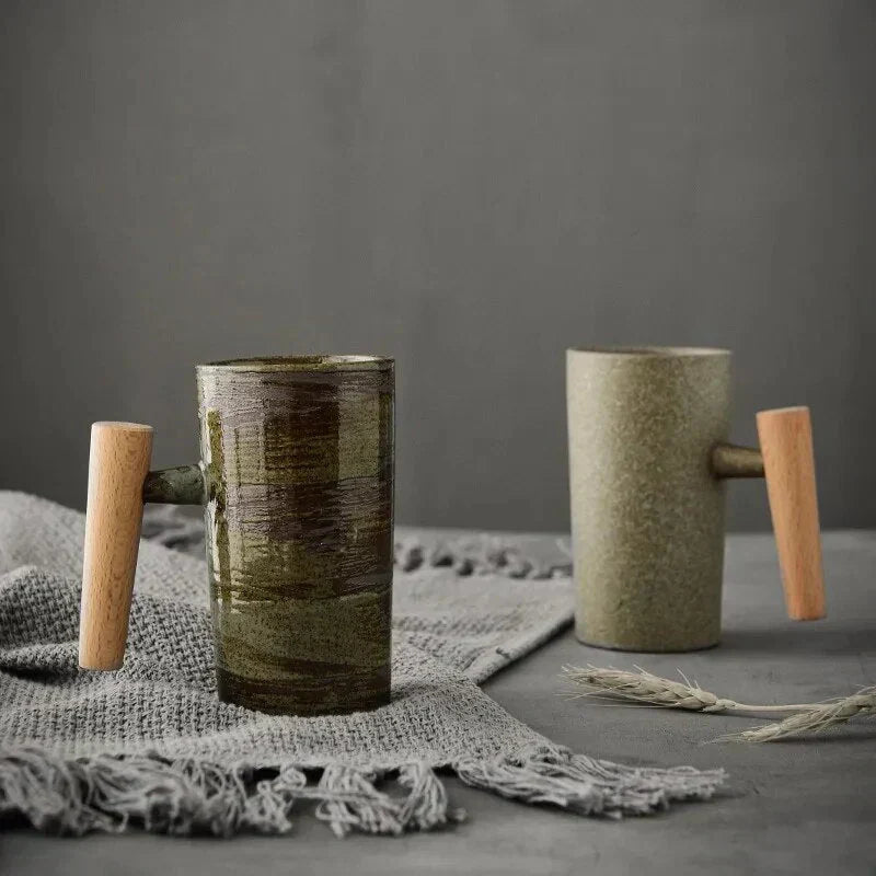 ScandiSip Ceramic Mug – Minimalist Scandinavian Design with Wooden Handle | Stornfield