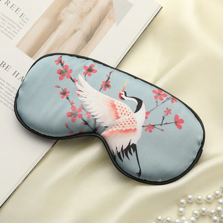 Stornfield | Silk Crane – Luxury Silk Sleep Mask with Crane Pattern