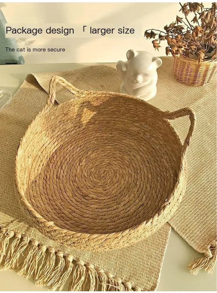 Rattan cat bed handwoven & washable Stornfield