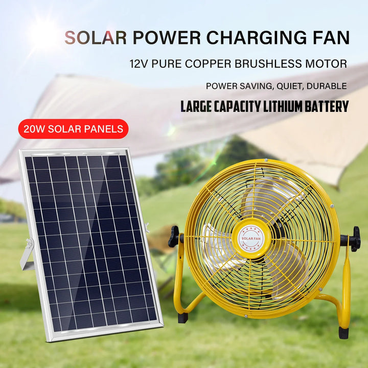214-Inch Portable Rechargeable Table Fan – Solar & AC Powered Dual Input for Home, Camping & Fishing | Stornfield