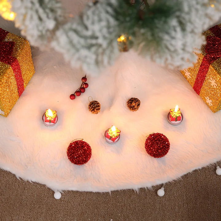 Jupe de sapin de Noël en fausse fourrure blanche en peluche