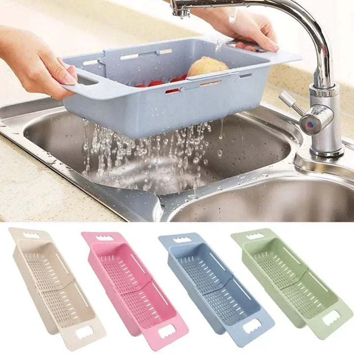 FlexDrain Draining Basket Kitchen – Adjustable Sink Organizer | Auto Drain & Fruit Vegetable Dryer | Space-saving Kitchen Accessory | Stornfield