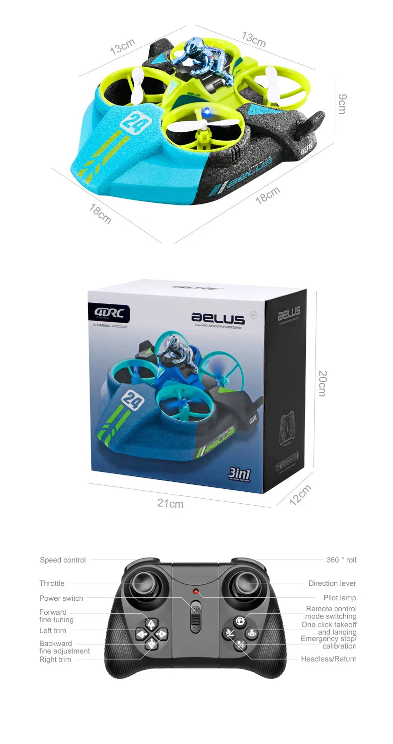 Stornfield | RC 3 in 1 Sea Land And Air Flying Boat Car Toy