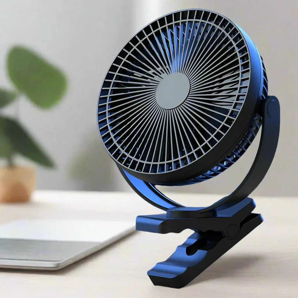Portable USB Rechargeable Fan with 10000mAh Battery & Clip – Zephyr | Stornfield