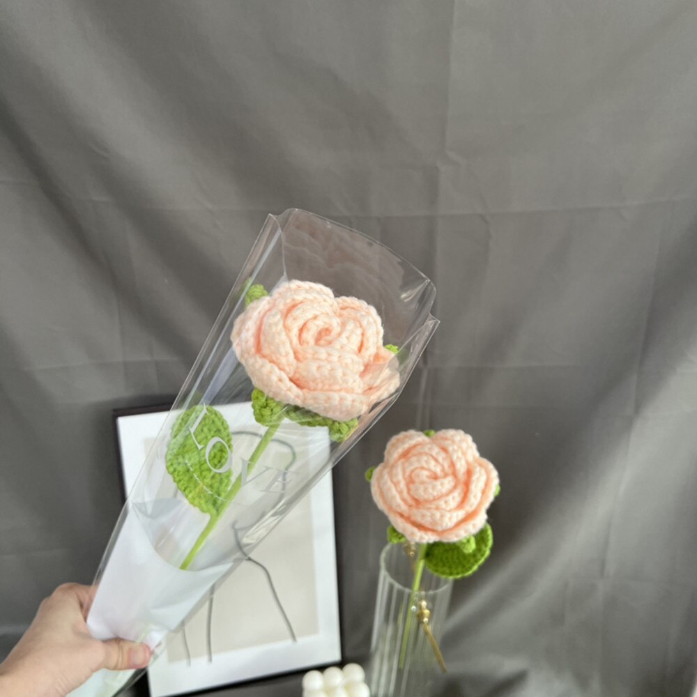 Bouquet of hand-knitted roses