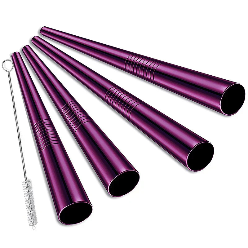 Reusable stainless steel bubble tea straws with cleaning brush | Stornfield