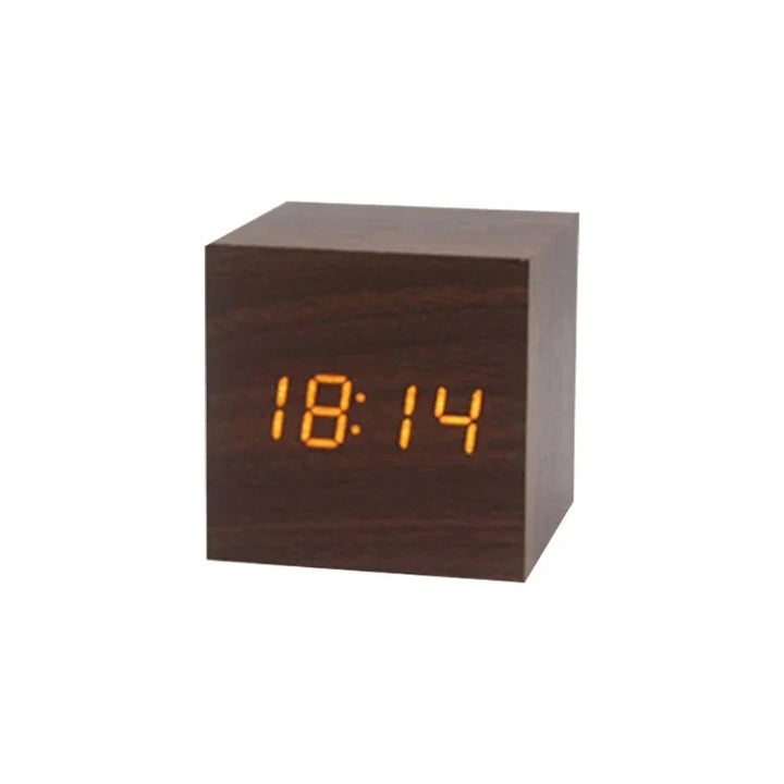 Wooden LED alarm clock with temperature display, digital time display and minimalist design – Perfect for bedroom and office | Stornfield