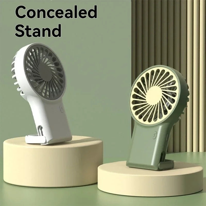 New Foldable USB Rechargeable Mini Fan | Handheld Desktop Fan with Cartoon Design & Hook for Outdoor, Home & Office Use | Stornfield