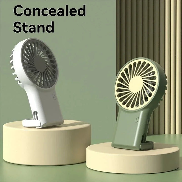 New Foldable USB Rechargeable Mini Fan | Handheld Desktop Fan with Cartoon Design & Hook for Outdoor, Home & Office Use | Stornfield