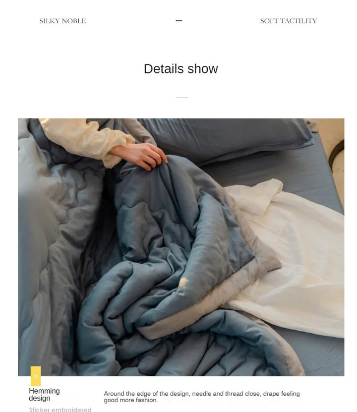 2024 Japanese Cotton-Polyester Summer Quilt – Lightweight, Washable, Skin-Friendly Solid Color Quilt | Stornfield