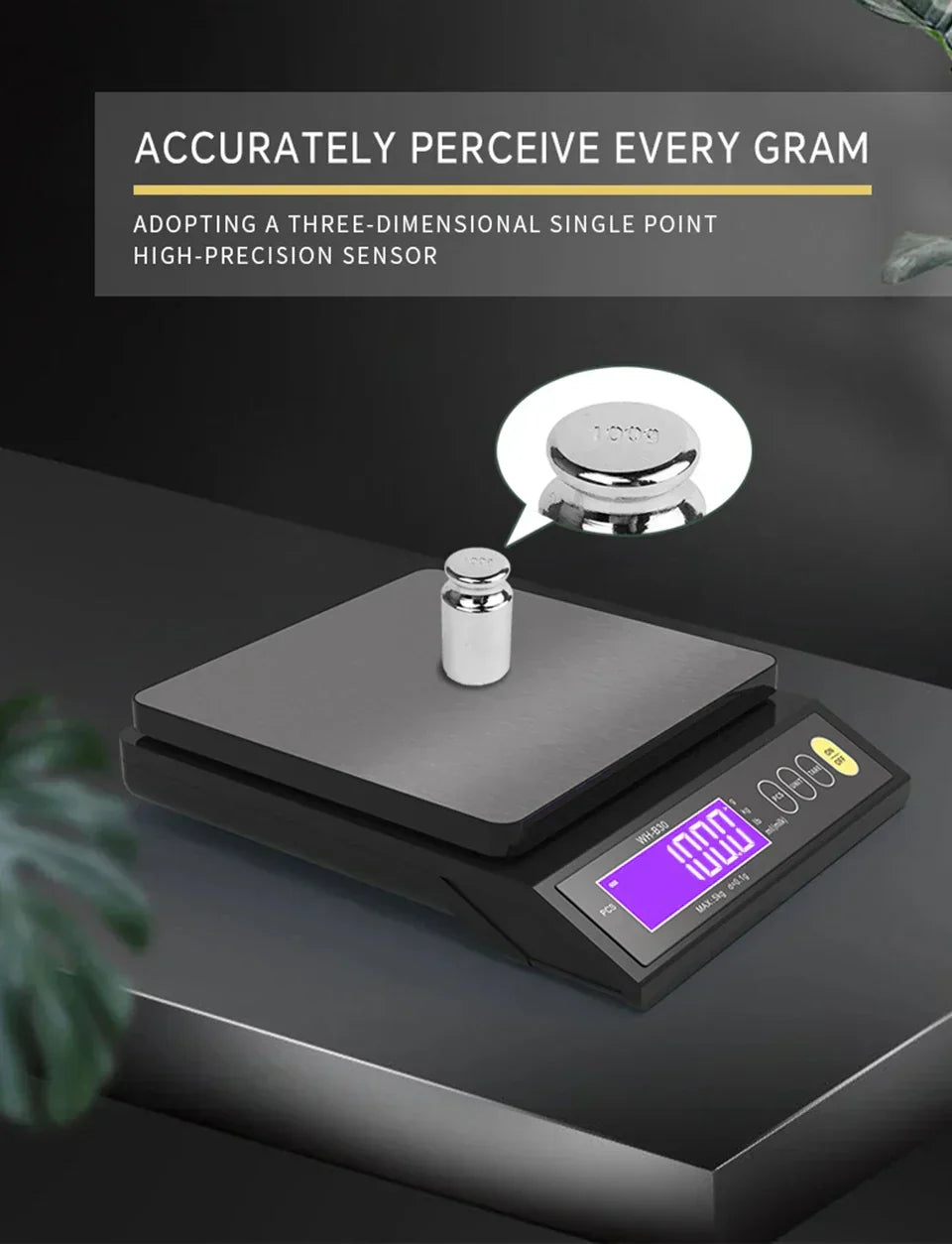 Stornfield | 5 kg/0.1 g and 10 kg/1 g digital electronic kitchen scale, LCD display, fully waterproof stainless steel weighing tool for baking