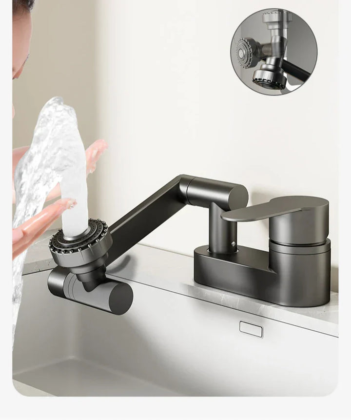 Aqua Twist Duo-Flex Basin Mixer – 360° swiveling two-hole faucet for hot and cold water Stornfield