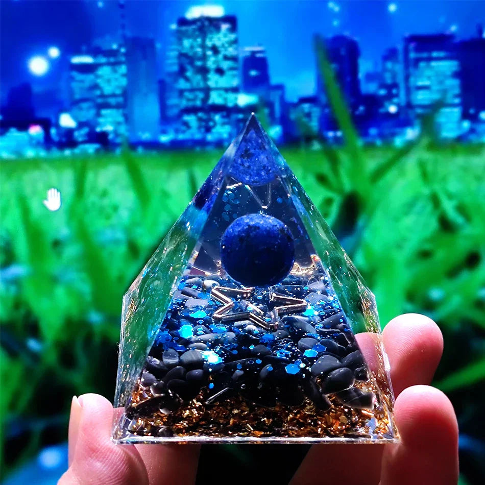 Orgonite Pyramid with Amethyst Pendulum – Energy, Protection and Decoration | Stornfield